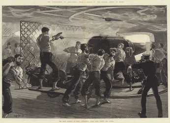 Il bombardamento di Alessandria, la batteria principale della HMS Alexandra (lato sinistro) durante l
