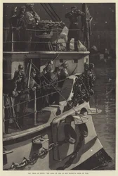 La crisi in Egitto, le prue di una delle navi da guerra di Sua Maestà