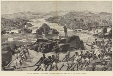 La spedizione del Nilo, il piroscafo Nassif-Kheir che passa la Prima Porta della Seconda Cataratta