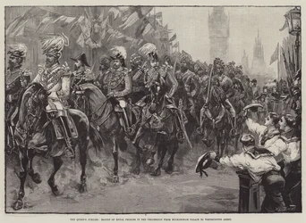 Il Giubileo della Regina, Scorta dei Principi Reali nella Processione da Buckingham Palace a Westminster Abbey