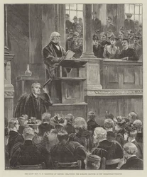 Il molto onorevole W E Gladstone a Oxford, tenendo la lezione Romanes nel teatro Sheldonian