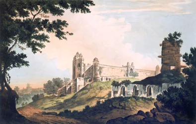 Veduta della moschea a Futtipoor Sicri, pub. 1785-88