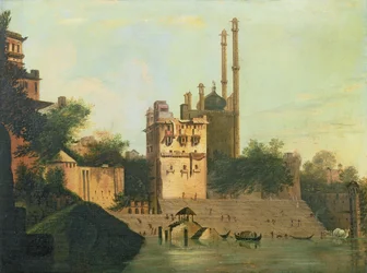 Foster 94 (88) Moschea di Aurangzeb sul Fiume Gange, Palazzo di Raja Abal, Benares