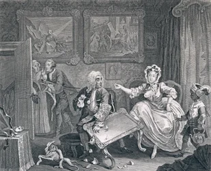 Il Progresso di una Prostituta, Piastra Due: Litiga con il suo Protettore Ebreo, 1732