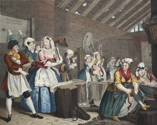 Il progresso di una prostituta, Tavola IV: Scena a Bridewell, illustrazione da 