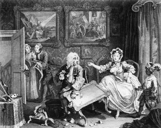 Il progresso di una prostituta, tavola II, litiga con il suo protettore ebreo