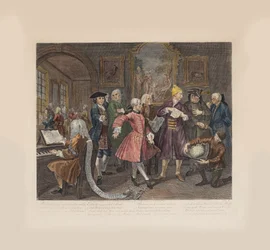 La carriera di un libertino, Tavola 2: Circondato da artisti e professori, ca 1735