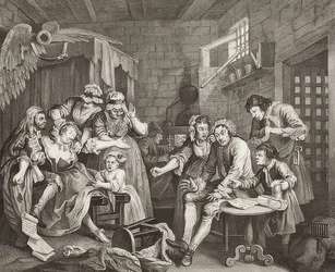 Il progresso di un libertino, Tavola 7: Il libertino in prigione. 1735