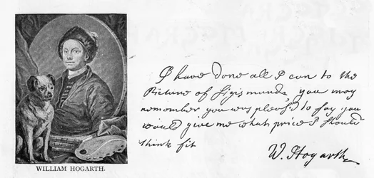 Scrittura e firma di William Hogarth, da una lettera a Sir Richard Grosvenor riguardante la sua commissione di un quadro di Sigismunda, 13 giugno 1757