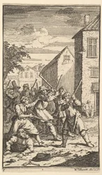 Hudibras sconfitto da Trulla Diciassette piccole illustrazioni per Hudibras di Samuel Butler, 1721-26