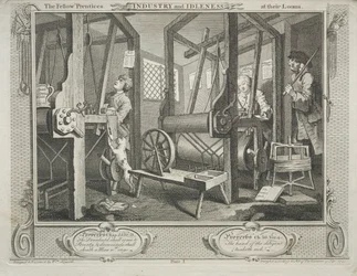 Industria e ozio: i compagni apprendisti ai loro telai, 1747