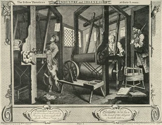 Interno di un laboratorio di tessitura, 1747, 1925