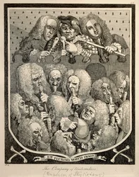 La Compagnia degli impresari di pompe funebri di Georg Friedrich Haendel, caricatura incisione di William Hogarth