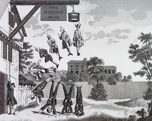 La casa della pesatura. (gravità assoluta) di William Hogarth