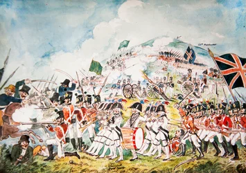 La Royal Dublin Militia della Regina in azione nella battaglia di Vinegar Hill, Wexford, 1798