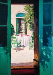 Tè pomeridiano nel cortile