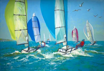 Barche con spinnaker spiegati