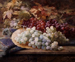 Uva rossa e bianca. Dipinto di William Jabez Muckley (1837-1905) Collezione privata.