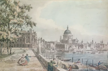 Copia di parte di un disegno di Canaletto, della Cattedrale di San Paolo dalla terrazza di Somerset House