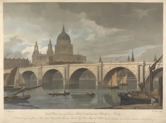 Veduta da sud-ovest della cattedrale di St. Paul e del ponte di Blackfriars