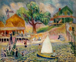 Il cottage verde sulla spiaggia, Bellport, Long Island, c.1911-1916