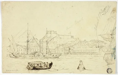 Porto marittimo con fortezza