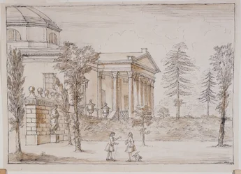 Chiswick, vista della villa dal lato della statua di Palladio