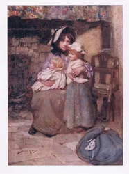 E baciò i suoi bambini distratti con molte lacrime, e li abbracciò stretti, nel dolore doppiamente caro