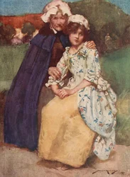 Illustrazione per Il villaggio abbandonato di Oliver Goldsmith (litografia a colori)