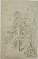 Signora che scrive (vista dal retro)