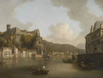 Francese: Une vue du château de Pierre-Scize à Lyon Una veduta del castello di Pierre Encise sul Rodano, Lione