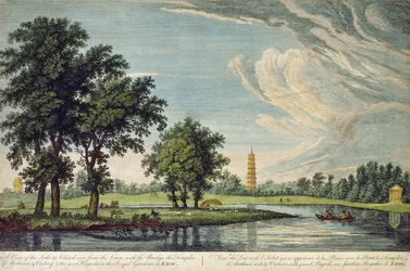 Kew, una vista del lago e dell