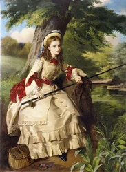 Una giovane donna che pesca