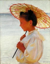 Ragazza con un parasole cinese