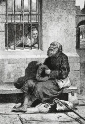 Miss Wardour e il mendicante Edie Ochiltree, illustrazione per Antiquario, romanzo storico di Walter Scott, incisione dopo disegno di William McTaggart