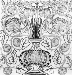 «Il vaso di fiori», pannello ricamato progettato da William Morris (1834-96) ed eseguito da May Morris