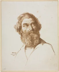 Testa di un uomo barbuto che guarda a sinistra, 1859