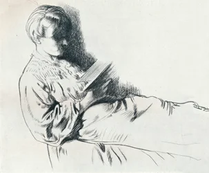 Disegno in sanguigna, c20 secolo 1932