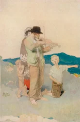 Il violinista, studio per il gruppo centrale nel matrimonio lungo la strada, c. 1923