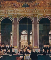 La firma della pace nella Sala degli Specchi, Versailles, 28 giugno 1919, 1919, 1935