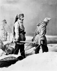 Vita del trapper in Canada, foto di Nottman, circa 1890