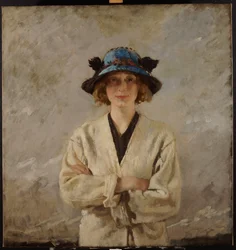 Ragazza con cappello blu