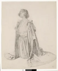 Figura inginocchiata di una donna - studio per 