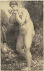 Nudo che beve a una fontana
