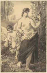 Nudo che Cammina con Cupido