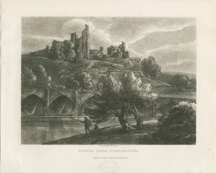 Castello di Tutbury - Vista Sud: zincografia, nd [c 1811]