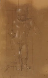 Bambino nudo in piedi