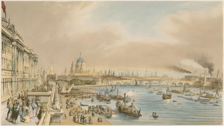 Somerset House, Cattedrale di San Paolo e Blackfriars Bridge da Waterloo Bridge, c.1840