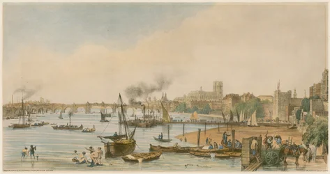 Westminster e Hungerford dal ponte di Waterloo, c. 1840