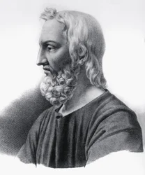 Ritratto di Pedanio Dioscoride (circa 40-circa 90), medico, botanico e farmacista greco, incisione